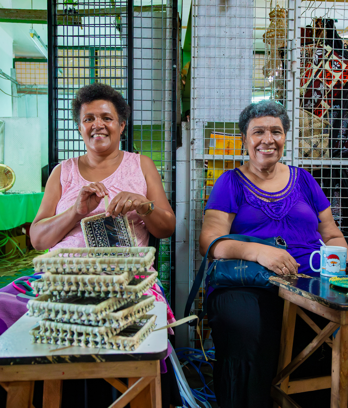 women weavers in Suva handcraft market