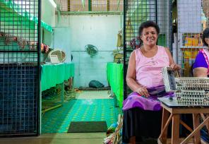 Women weavers at the Suva handcraft market