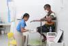 Lower limb casting procedure conducted by Prosthesis and Orthotics staff for prosthetic socket fabrication at Kratie Hospital 
